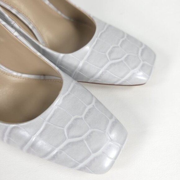 NWB SAM EDELMAN LEATHER UPPER‎ BETH GREY CROCPRT PU Pumps Stiletto Heel Sz 6M - Picture 15 of 16